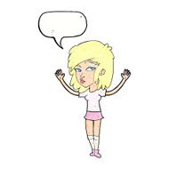 cartoon pretty girl with speech bubble N106