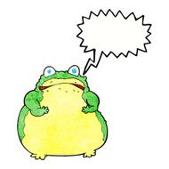 cartoon fat toad with speech bubble N3