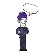 cartoon happy vampire man with speech bubble N31
