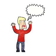 cartoon frightened man with speech bubble N84