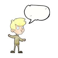 cartoon curious boy with speech bubble N39