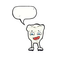 cartoon happy tooth with speech bubble N39