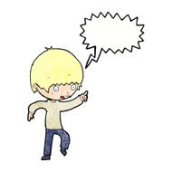 cartoon worried boy pointing with speech bubble N11