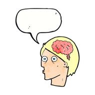 cartoon head with brain symbol speech bubble N40