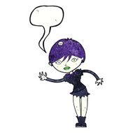 cartoon vampire girl with speech bubble N239