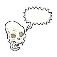 cartoon spooky vampire skull with speech bubble N11