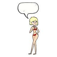 cartoon woman in bikini with speech bubble N56
