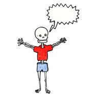 cartoon skeleton in clothes with speech bubble N11