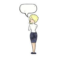 cartoon businesswoman ignoring with speech bubble N8