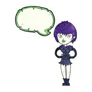 cartoon pretty vampire girl with speech bubble N31