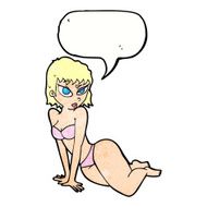 cartoon sexy woman in underwear with speech bubble N21