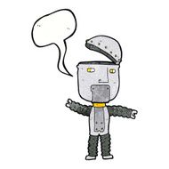 cartoon robot with speech bubble N201