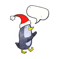 cartoon christmas penguin with speech bubble N2
