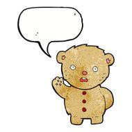 cartoon unhappy teddy bear with speech bubble N5