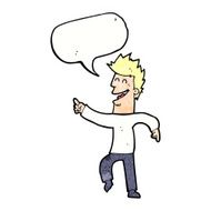cartoon man pointing and laughing with speech bubble N32