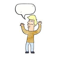 cartoon nervous man with speech bubble N145