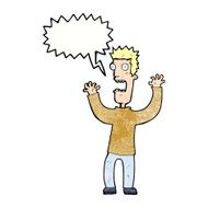 cartoon terrified man with speech bubble N224