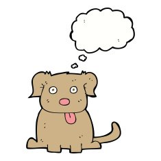 cartoon dog with thought bubble N13