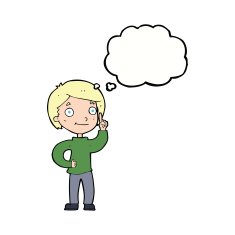 cartoon boy with idea thought bubble N60
