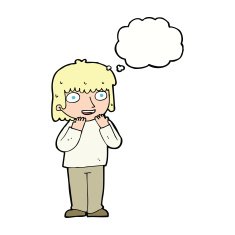 cartoon excited person with thought bubble N9