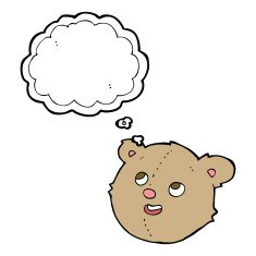 cartoon teddy bear head with thought bubble N4