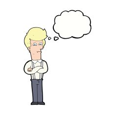 cartoon annoyed man with thought bubble N70