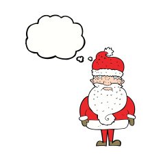 cartoon santa claus with thought bubble N169