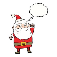 cartoon santa claus with thought bubble N170