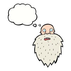 cartoon bearded man with thought bubble N41