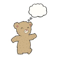 cartoon teddy bear with thought bubble N49