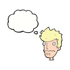 cartoon nervous man with thought bubble N121