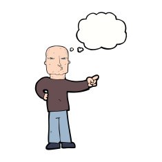 cartoon pointing man with thought bubble N74
