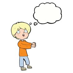 cartoon shocked boy with thought bubble N26