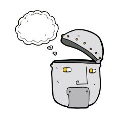 cartoon robot head with thought bubble N51