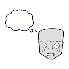 cartoon robot head with thought bubble N52