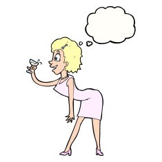 cartoon woman with drink thought bubble N7