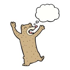 cartoon bear with thought bubble N9
