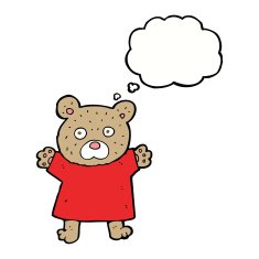 cartoon cute teddy bear with thought bubble N19