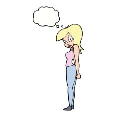 cartoon pretty woman with thought bubble N238