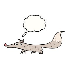 cartoon little wolf with thought bubble N17