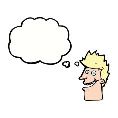 cartoon happy man face with thought bubble N14