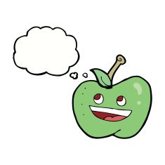 cartoon apple with thought bubble N31