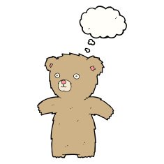 cute cartoon teddy bear with thought bubble N6