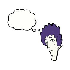 cartoon vampire head with thought bubble N35