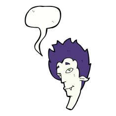 cartoon vampire head with thought bubble N36