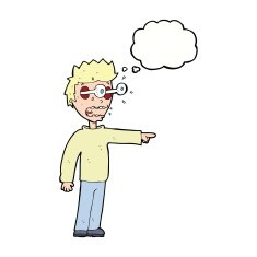 cartoon man with popping out eyes thought bubble N25