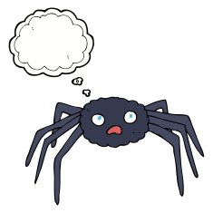cartoon spider with thought bubble N17
