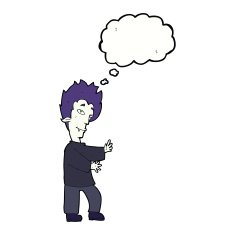 cartoon vampire with thought bubble N113