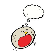 cartoon robin with thought bubble N24