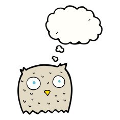 cartoon owl with thought bubble N54